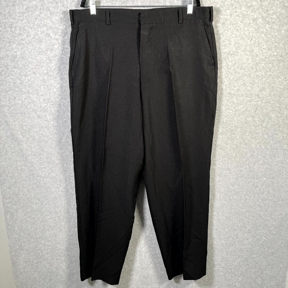 Adolfo Straight Dress Pants Mens 40x32 Black Flat Front Formal Business Oxford